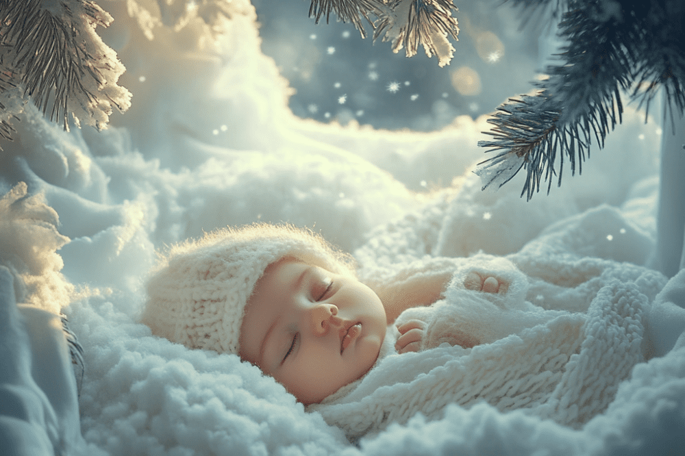 Un bébé au chaud en hiver